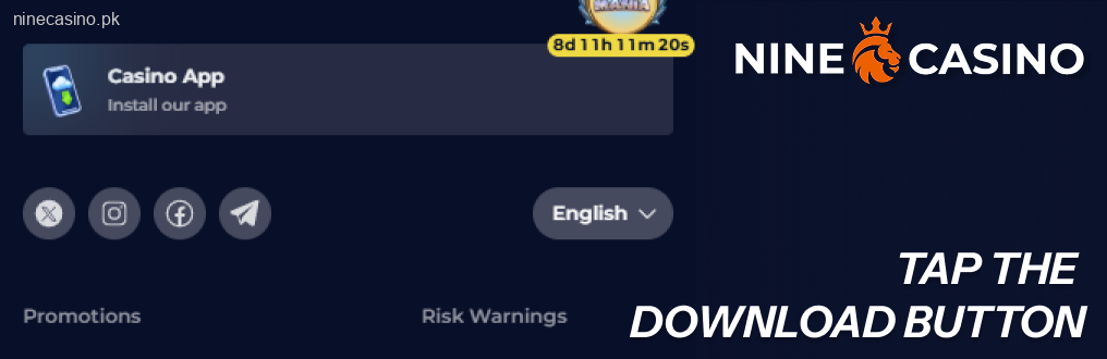 Tap the download button at the top of the homepage to grab the Nine Casino APK