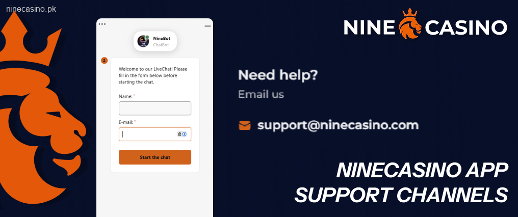 Mobile players from Pakistan facing issues or questions can reach out to help teams directly through the Ninecasino app