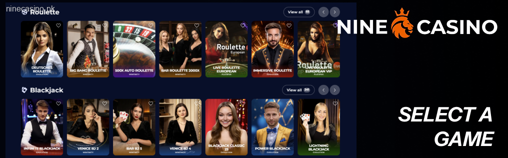 Pick your favorite Ninecasino game and run it