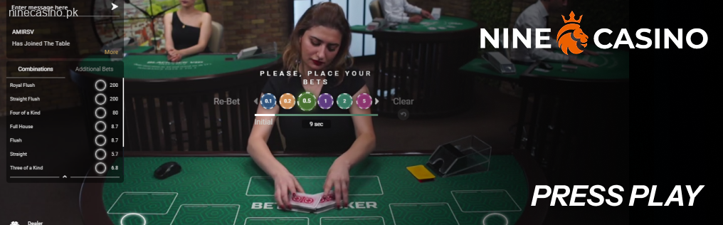 Press Play and wait for the next Ninecasino round
