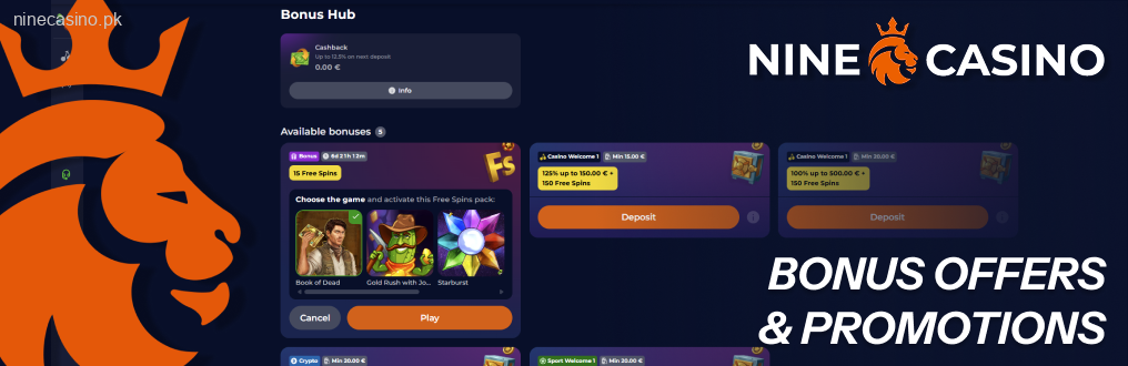 Ninecasino offers a variety of incentives to enhance the gaming experience
