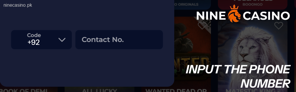 Ninecasino Input the phone number