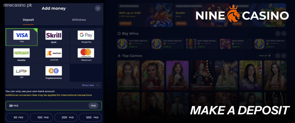 Make a Ninecasino deposit