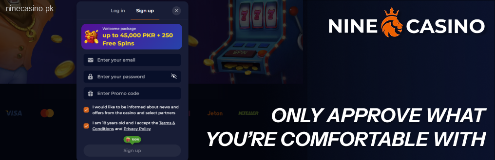 If asked about notifications or location access NineCasino