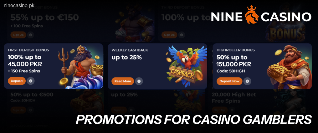Ninecasino over 10 different incentives available, as well as tournaments that are changed almost every week