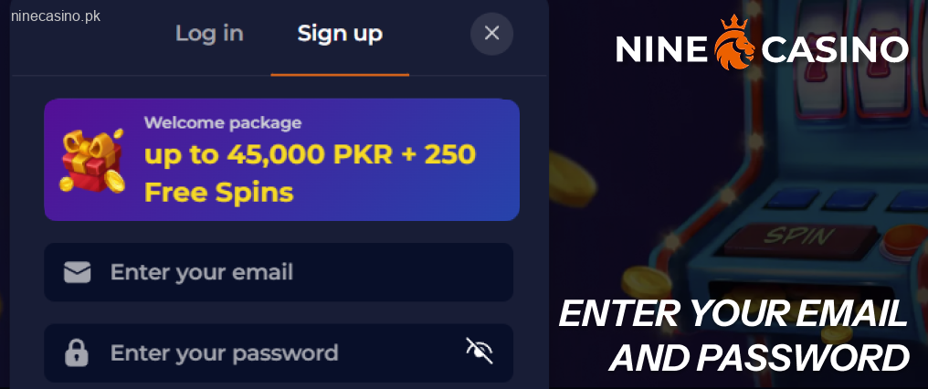 Enter your email and create a secure password Ninecasino