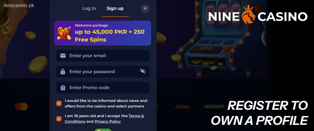 Register to own a Ninecasino profile